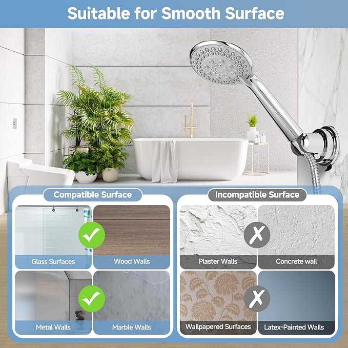 Suction Shower Head Holder，Removable Wall-Mount Handheld Shower Holder - Image 6