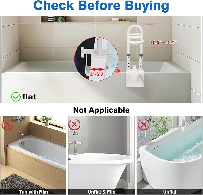 Adjustable Bathtub Safety Rail, Shower Grab Bars Handle - Image 7