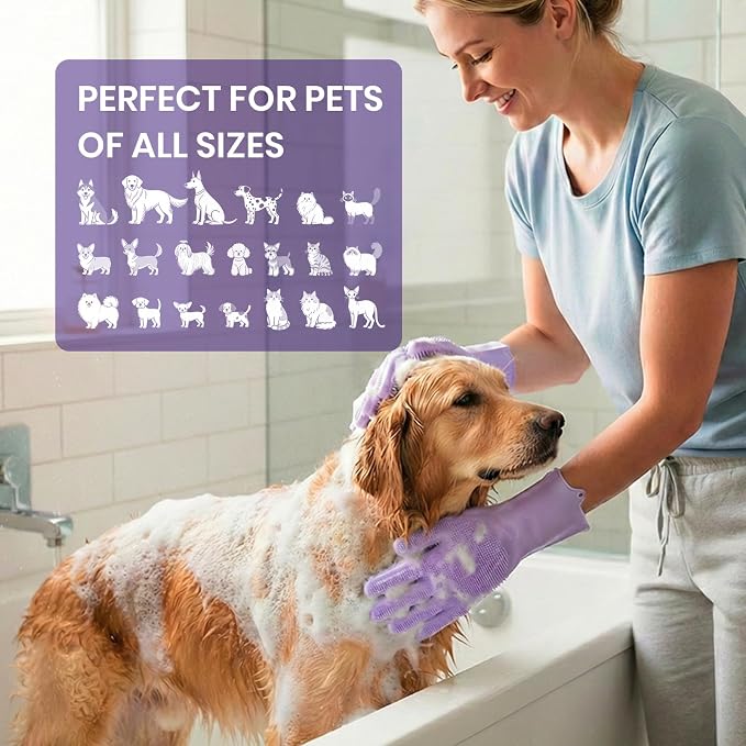 DELOMO Dog Washing Gloves 1 Pair: Soft and Gentle Silicone Pet Grooming Gloves - Image 6