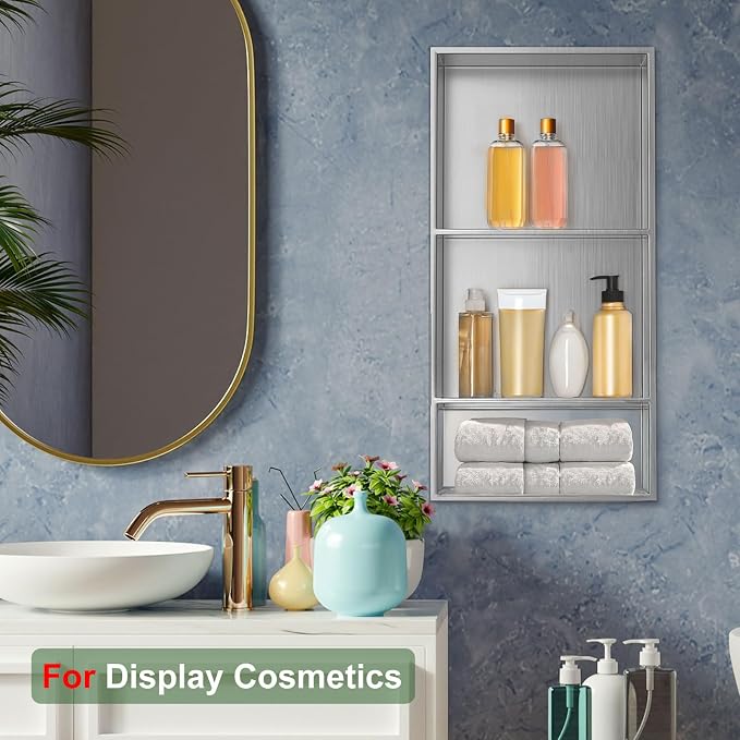 Shower Niche, 12 * 30 Stainless Steel Elegant Bathroom Niche, No Tile Needed - Image 2