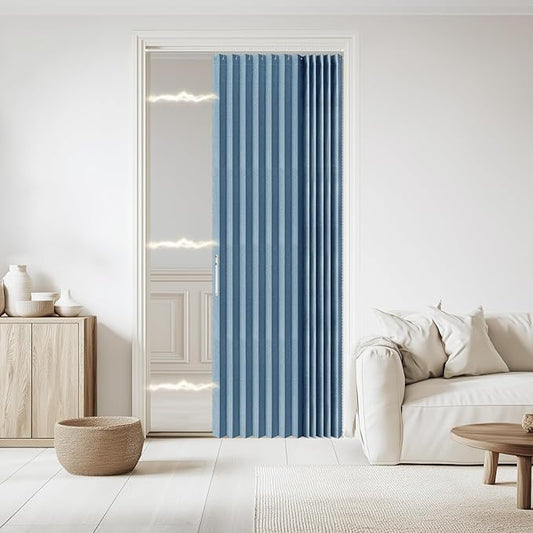 Accordian Door Curtain, 100% Blackout Folding Magnetic Doorway Curtains by JILRON