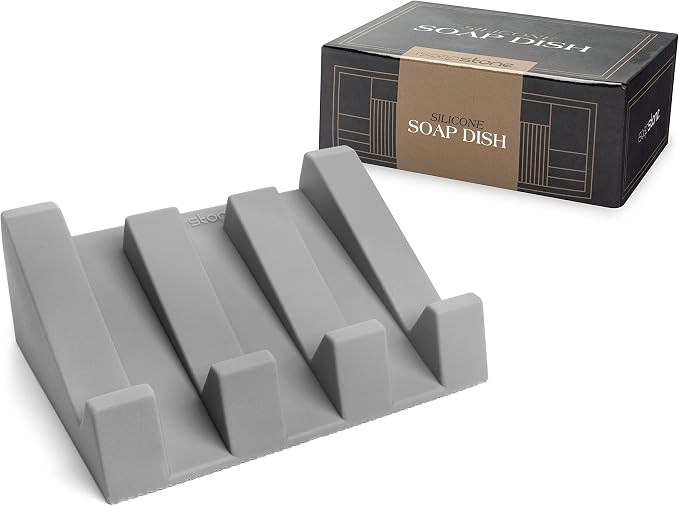 Silicone Soap Dish Self Draining Bar Soap Holder by iSoapStone