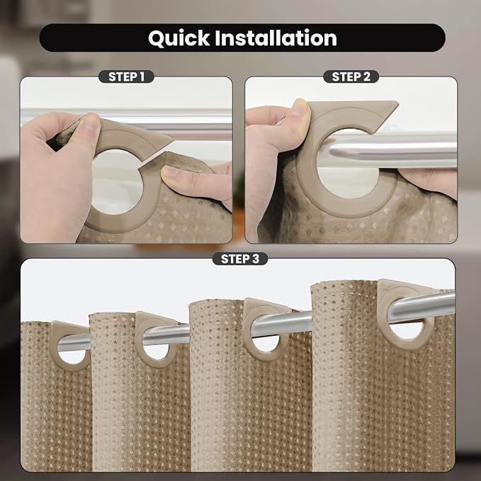 Inhousolu No Hook Waffle Weave Shower Curtain - Image 2