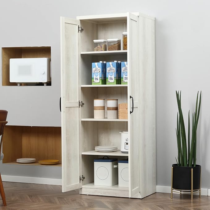HOMCOM 63" 2-Door Kitchen Pantry, Freestanding Storage Cabinet - Image 9