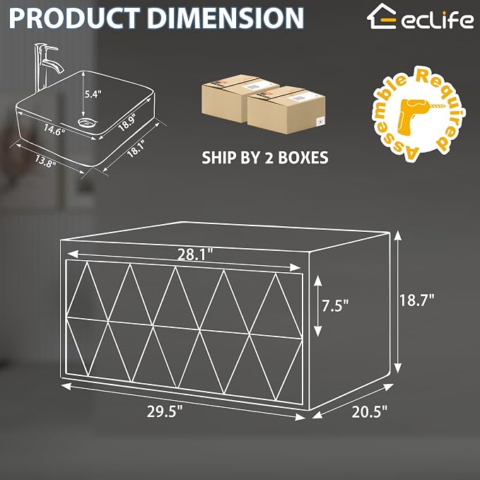eclife 30" Floating Bathroom Vanities - Image 2