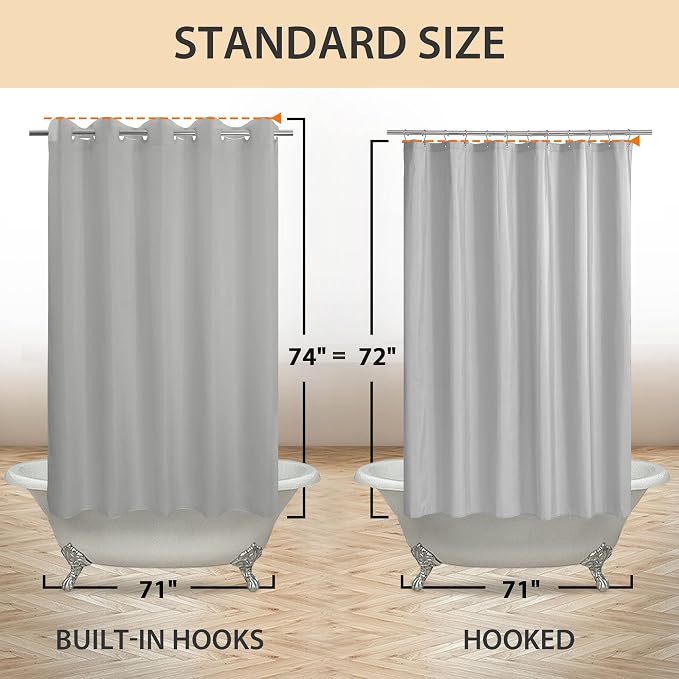 River Dream No Hook Hotel Cloth Grey Shower Curtain Soft Microfiber & Waterproof - Image 6