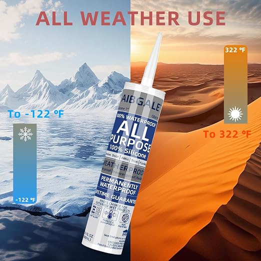 Gray Silicone Sealant, All-Purpose 100% Waterproof Silicone Caulk, Adhesive - Image 4
