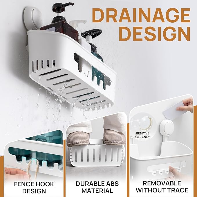 LEVERLOC Shower Caddy Suction Cup 2 Pack, Shower Organizer Removable Bathroom - Image 4