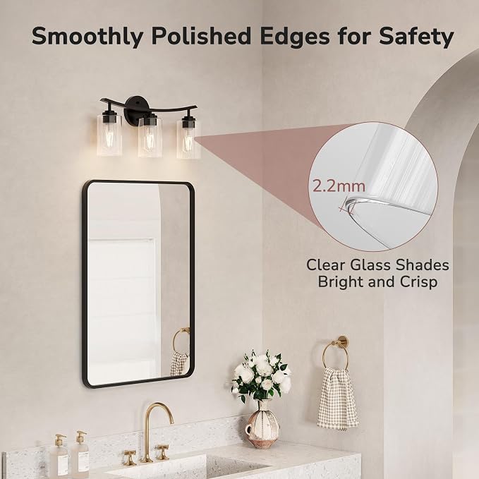 USHOWER 3-Light Bathroom Light Fixtures, Vanity Lights - Image 5