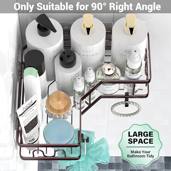 Corner Shower Caddy Organizer Shelf: Adhesive No Drilling Shower Rack Bathtub - Image 3
