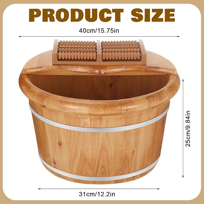 Geelin 10.24 Inch Tall Wooden Foot Bath Bucket - Image 2