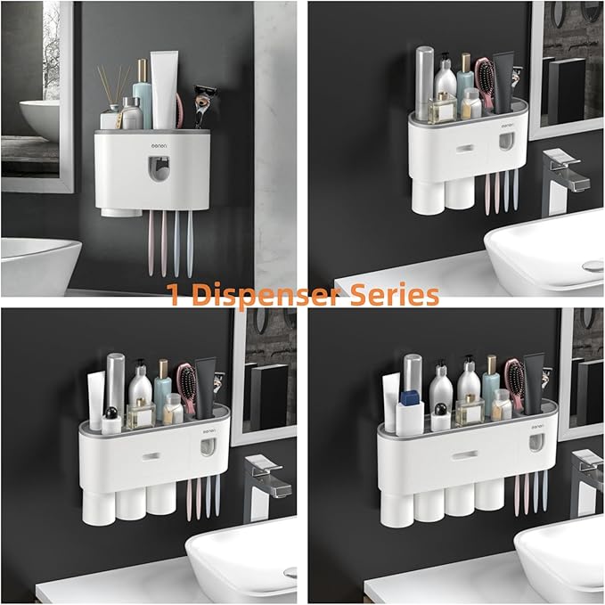 No-Drill Wall Mounted Toothbrush Holder, Bathroom Shelf, - Image 2