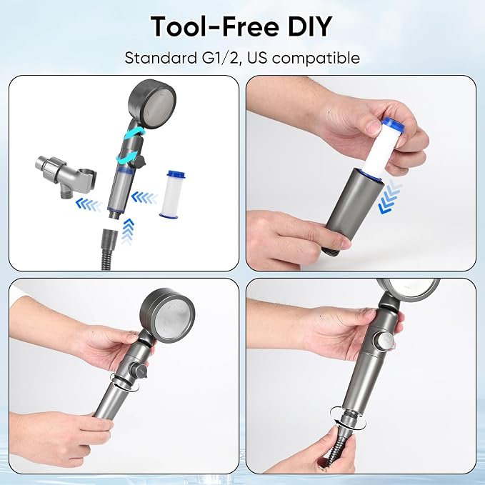 Ion Drops Filtered Shower Head for Hard Water, High Pressure Handheld - Image 7
