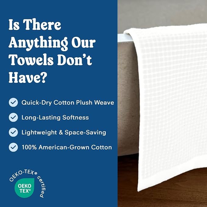 ONSEN Terry Cotton Waffle Face Towel Set – 4 Pack Luxury Cotton Face Towels - Image 3