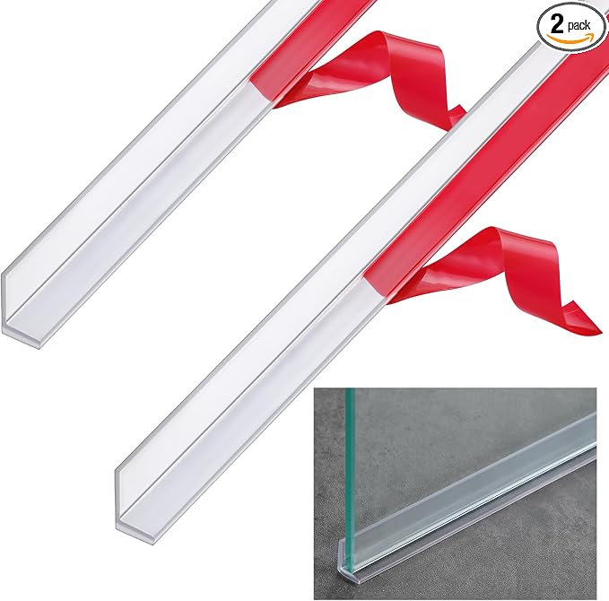 2 Pcs 3/8'' x 73'' Long Clear Vinyl L-Type Seal Strip by Newtay