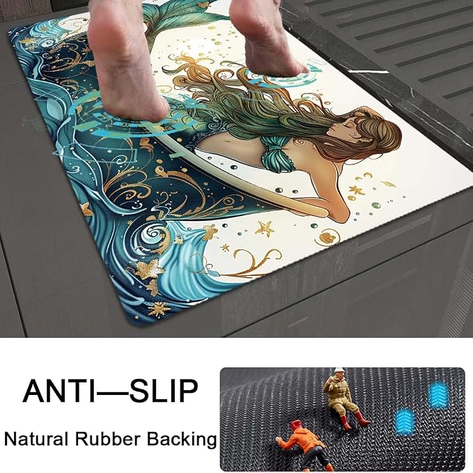 Bath Mat Rug, Beautiful Mermaid Non Slip Quick Dry Super Absorbent Thin - Image 5