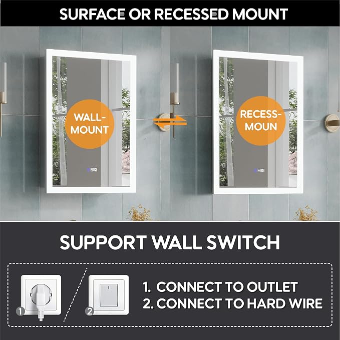 WELLFOR 24 x 32 Inch LED Medicine Cabinet - Image 10