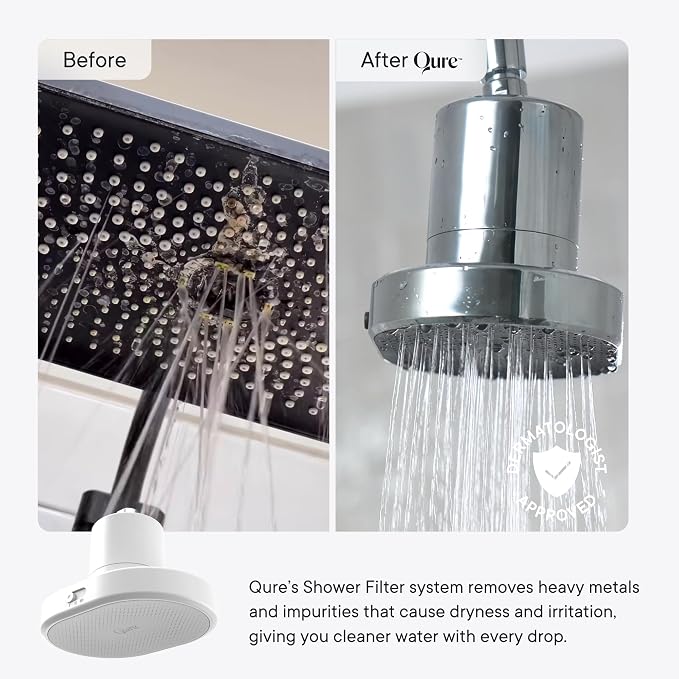 Qure Shower Filter Head for Hard Water, healthier Hair, Skin & Nails, High - Image 8