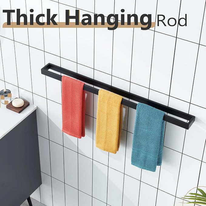 KOKOSIRI Towel Bar Matte Black Bath Towel Holder 32-Inch Kitchen Rack Stainless - Image 5