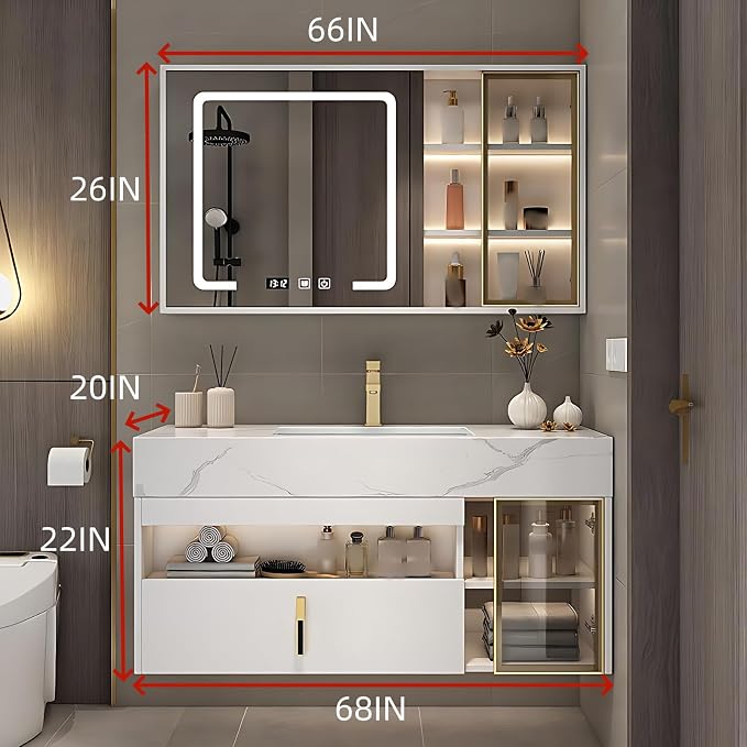 68IN Bathroom Cabinet with Single Sinks - Image 2