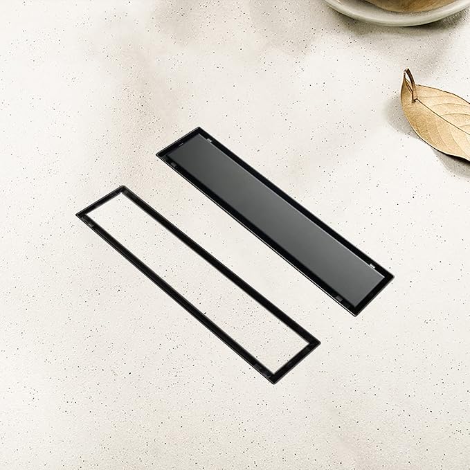 Linear Shower Drain, 12 inch Black Drain - Image 3