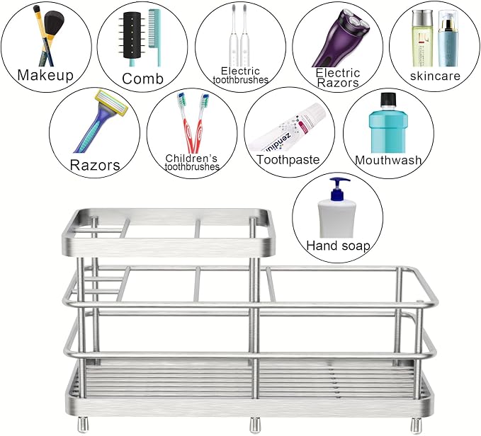 Toothbrush Holders, WHALCHI Bathroom Toothbrush Organizer 6 Slots Rustproof - Image 3