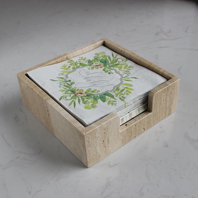 Travertine Luncheon Napkin Holder 7.5" x 7.5" x 2.76" - Image 6