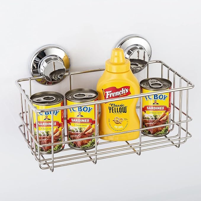 Strong Suction Cups Deep Shower Caddy Bath Shelf Rust-Free Stainless Steel - Image 6