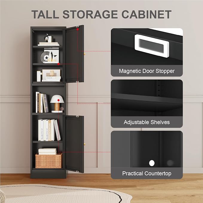 Metal Bathroom Storage Cabinet, Slim Metal Locker - Image 6