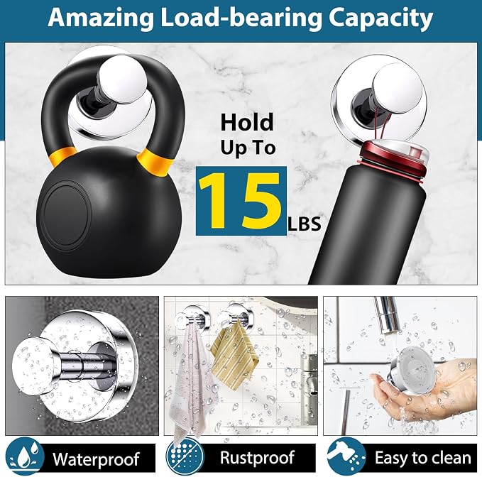 Suction Cup Hooks for Shower, Bathrooms Wall, Glass Door, Kitchen–Towel - Image 3