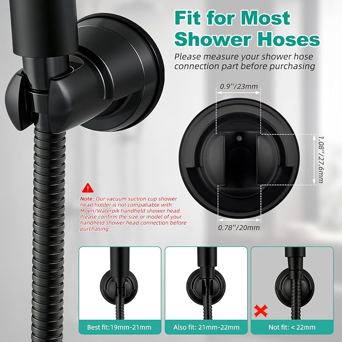 Hibbent Vacuum Suction Cup Shower Head Holder, Removable Showerhead Bracket - Image 3