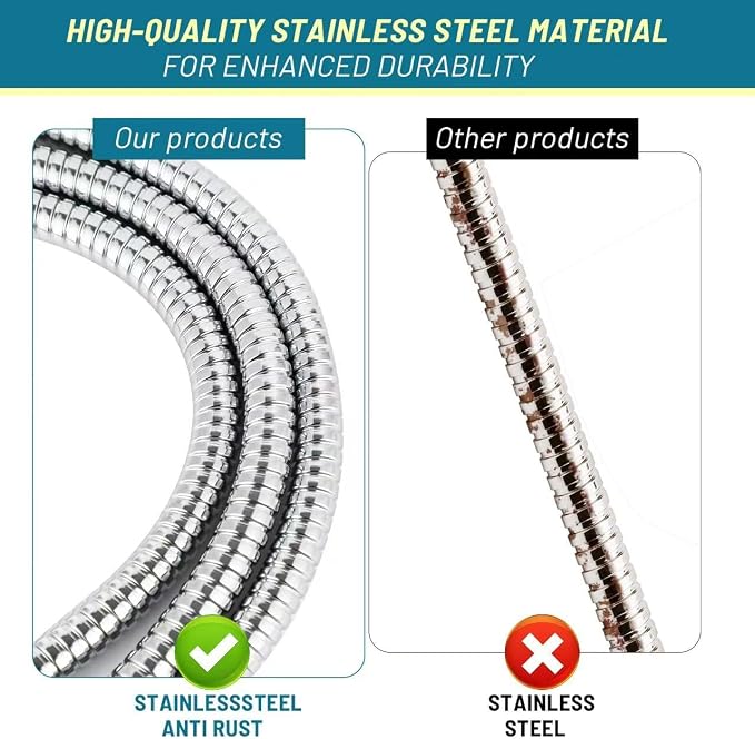 Klabb 79-Inch Extra Long Stainless Steel Shower Hose – Flexible, Durable - Image 4