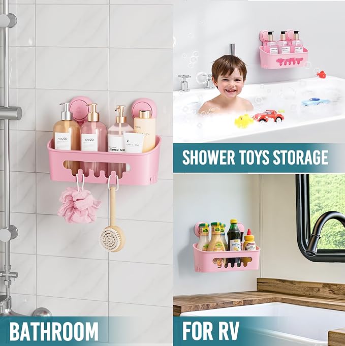 TAILI Shower Caddy Suction Cup, Heavy Duty Bathroom Organizer, Removable Shelves - Image 5