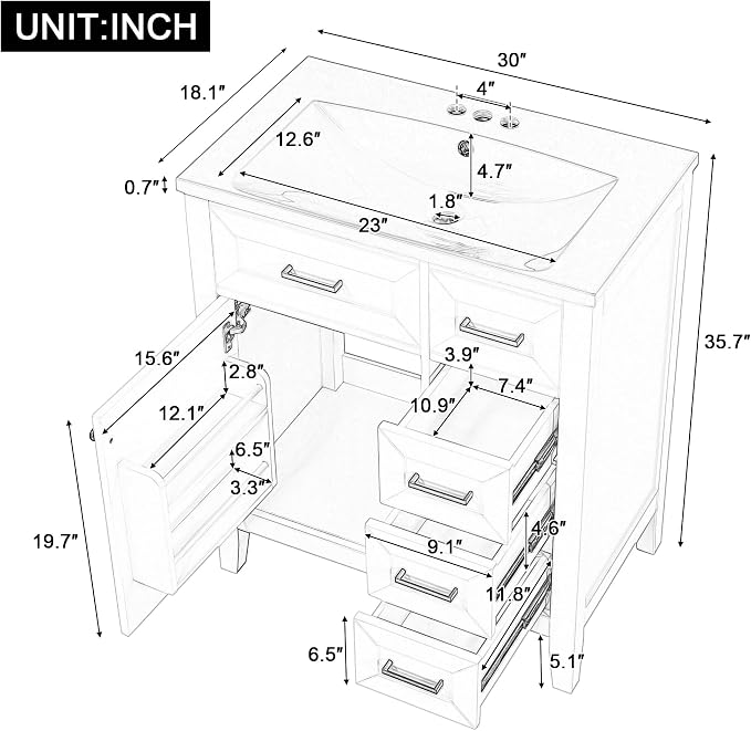 Favfurish 30" Bathroom Vanity - Image 2