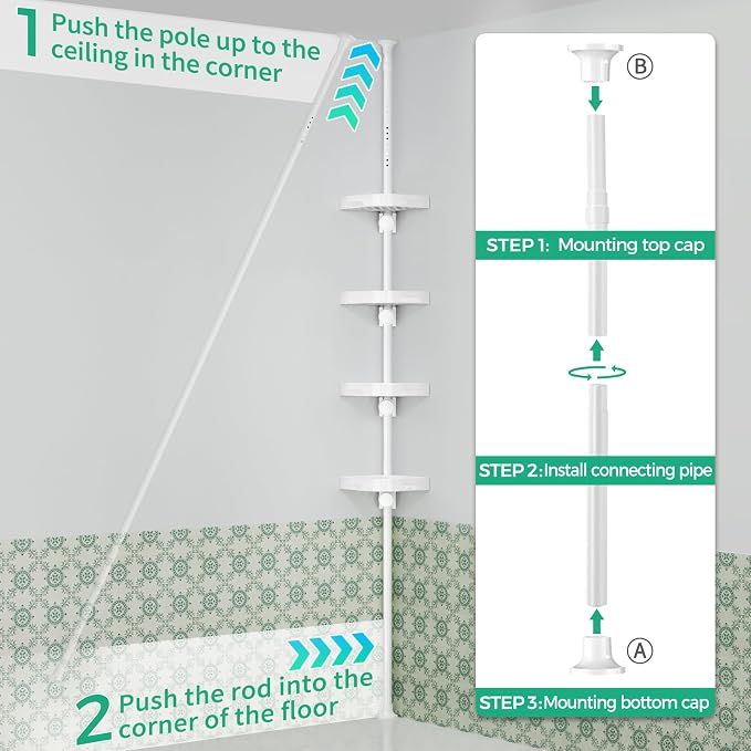 4-Tier Corner Shower Caddy Tension Pole Organizer - Image 6