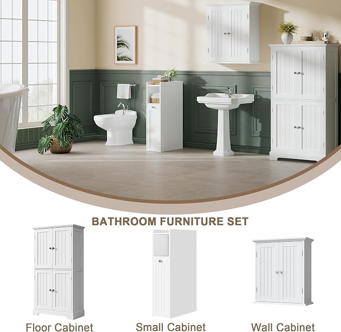 ChooChoo Slim Bathroom Storage Cabinet, Small Narrow Storage Organizer - Image 3