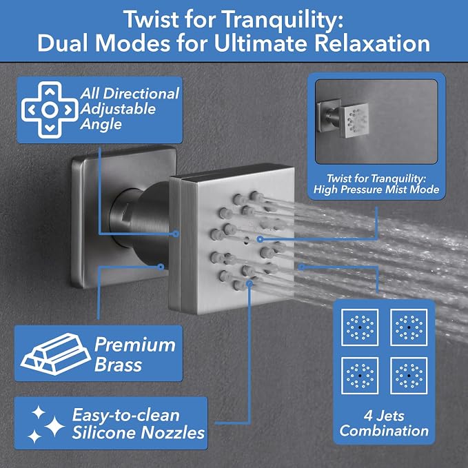 VANFOXLE Shower Faucet Set Brushed Nickel Shower System - Image 4