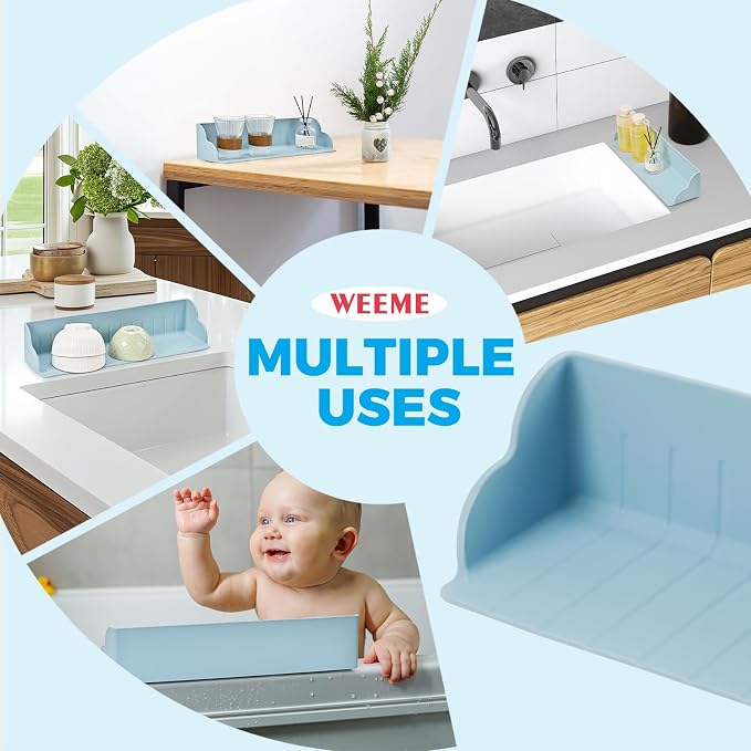 Bathtub Splash Guard, Silicone Bath Caddy Tray - Image 6