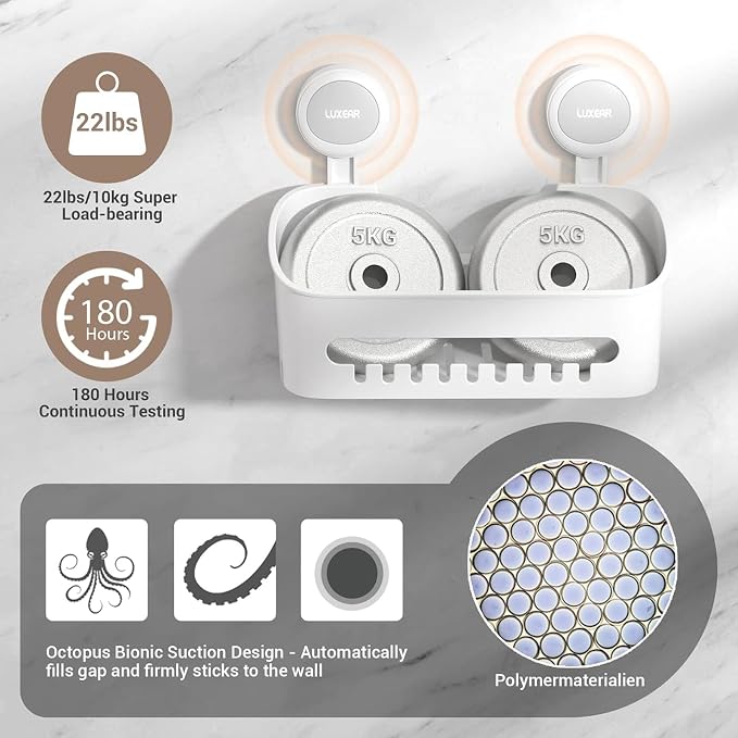 LUXEAR 3 Pack Shower Caddy Suction Cup Set - Image 4