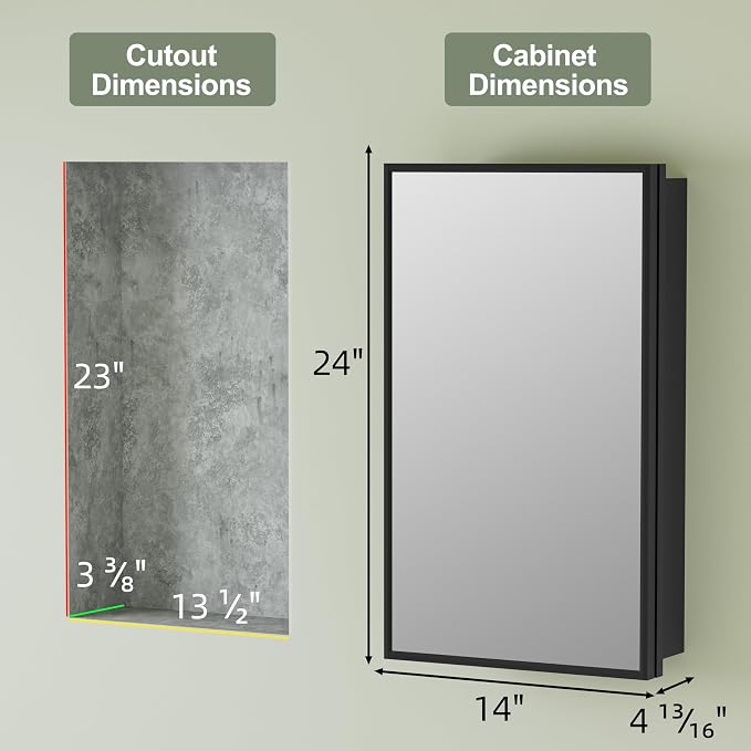 Buruis 14"x 24" Framed Medicine Cabinet - Image 2