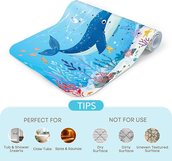 SHUCHING Baby Bath Mat for Tub Non Slip-40 X 16 Inch, Extra Long Kids Bathtub - Image 6