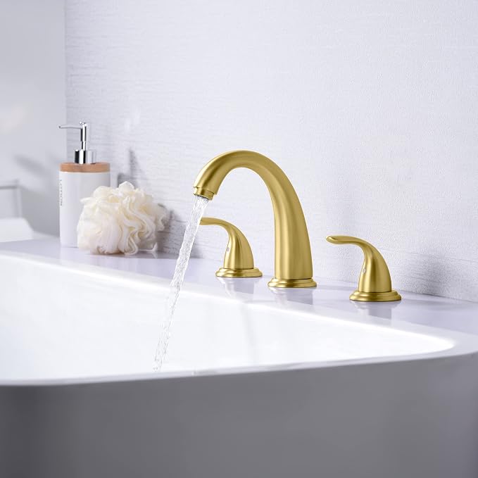 sumerain 3 Hole Roman Tub Faucet Brushed Gold - Image 5