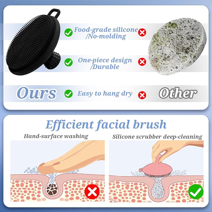 Silicone Back Body Face Scrubbers Set 4PCS, 15.35’’ Back Scrubber Soft Body - Image 5