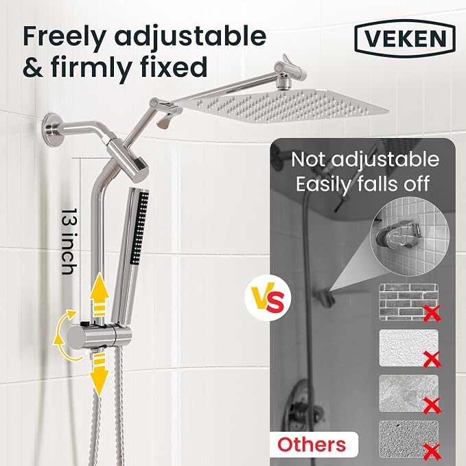 Veken 10" Luxurious All Metal Rain Shower Head - Image 2