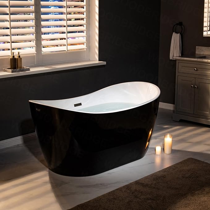 WOODBRIDGE 59" Acrylic Freestanding Bathtub Contemporary Soaking Tub, BTA1816-MB - Image 11