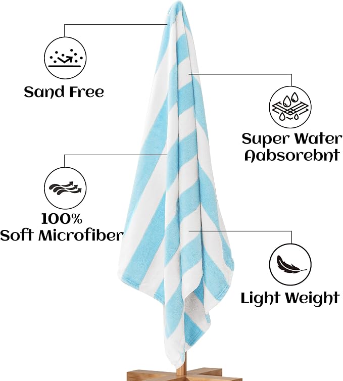 Touchat Beach Towel Oversized, Super Absorbent Sand Free Thick Microfiber Beach - Image 5