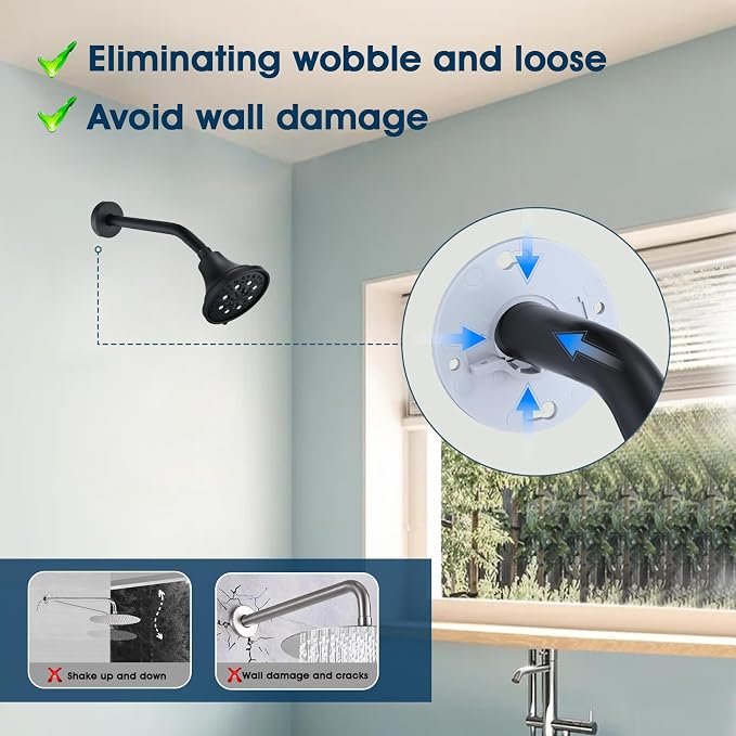 10 Inch Shower Arm with Flange and Stabilizer Bracket, Wall Mounted Shower Pipe - Image 2
