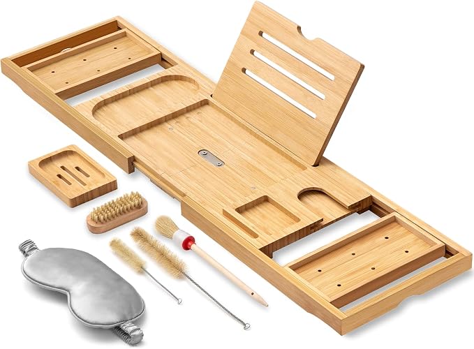 AUTODECO Bathtub Tray, Bamboo Bath Tray by AUTODECO