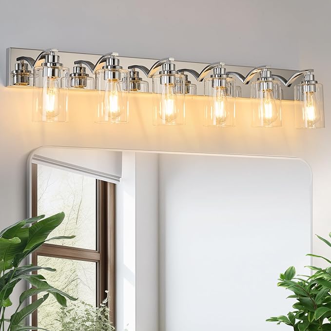 6-Light Bathroom Light Fixtures Modern Chrome Vanity Lights by ALAISLYC