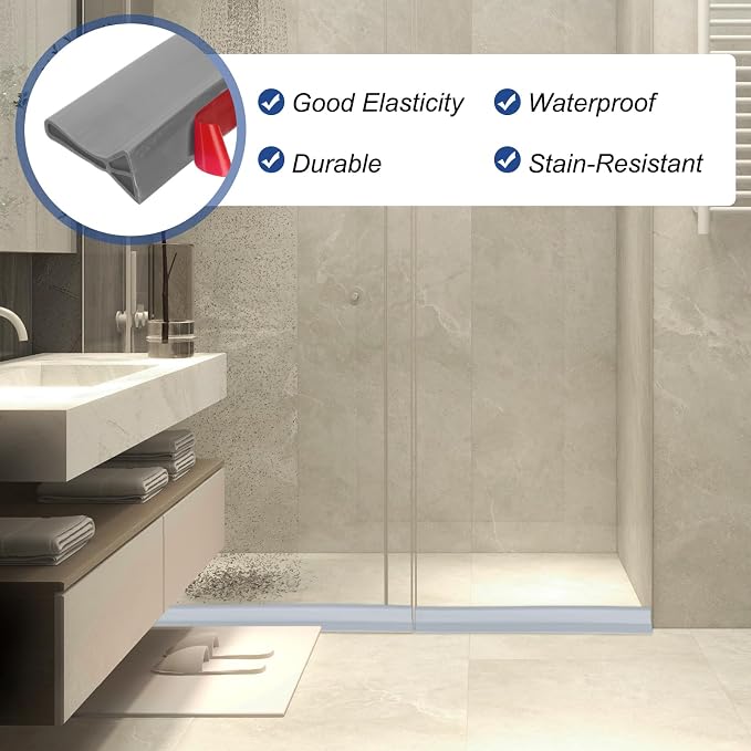 PATIKIL 2" Collapsible Shower Threshold Water Barrier, 118 Inch Self Adhesive - Image 5